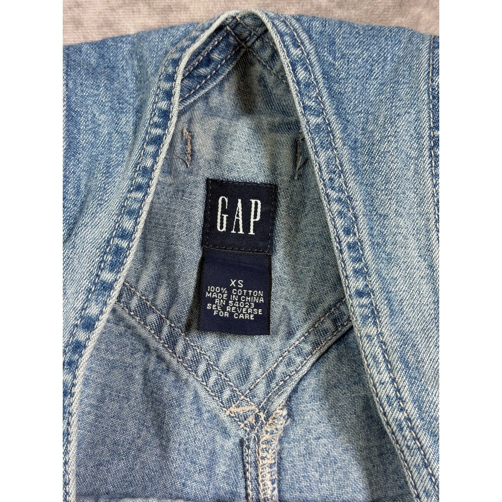 Vintage 1999 Gap Denim Overalls XS Blue Cotton Carpenter Workwear Dungarees - Picture 10 of 14